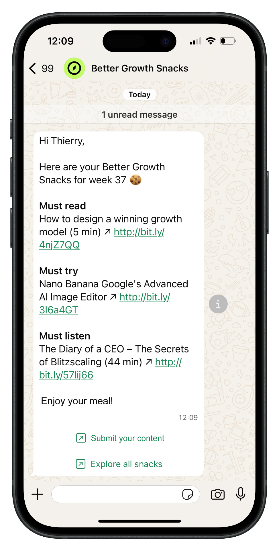 Better Growth Snacks - wekelijkse tips via WhatsApp